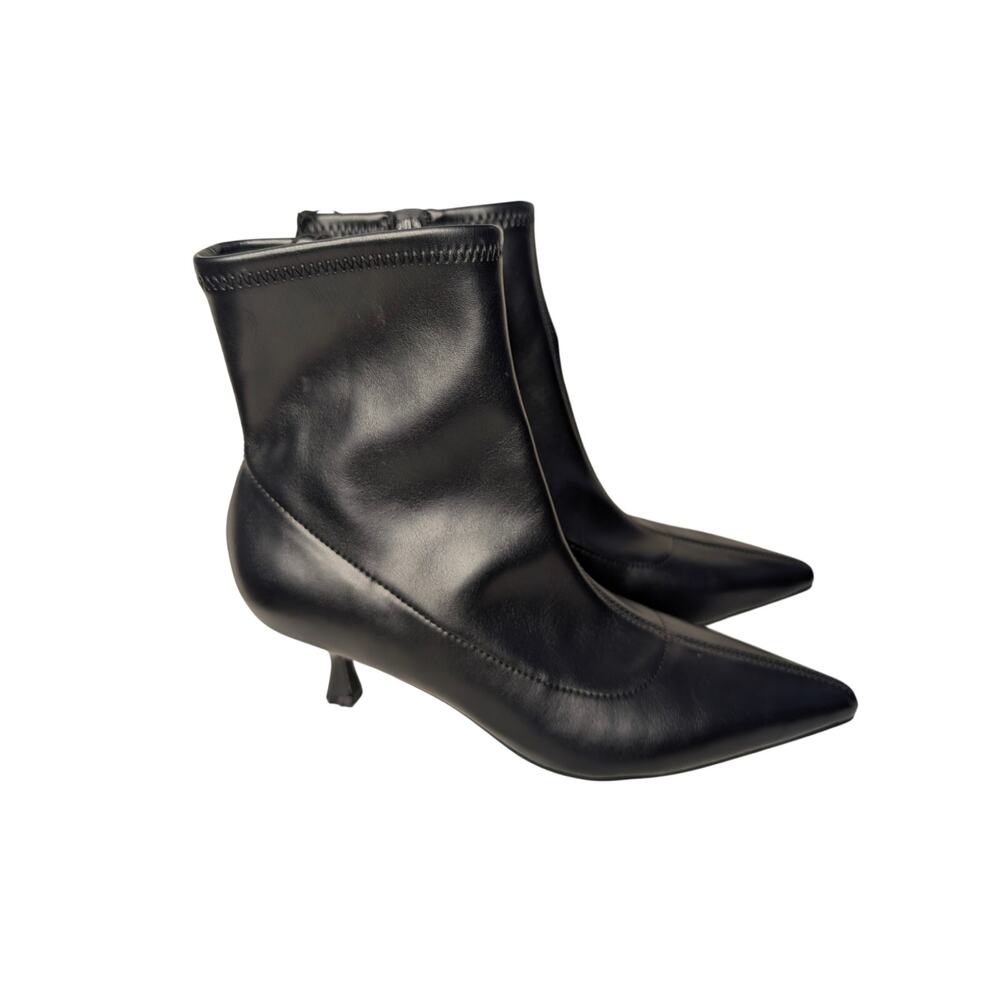 Unisa Women Shoes, Black Faux Leather Pointed Toe Ankle Booties, Sz 6